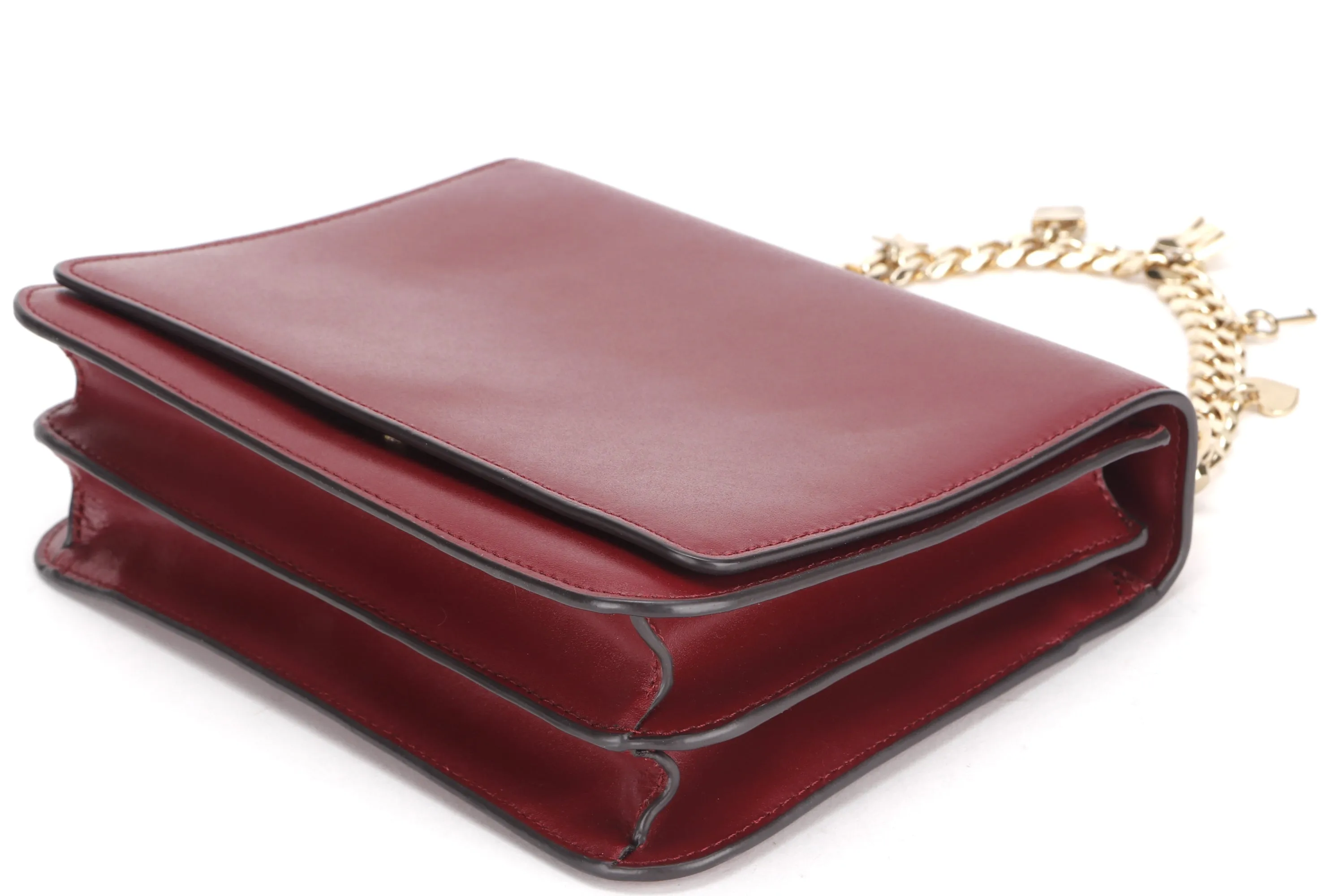 MICHAEL KORS SHOULDER BAG MAROON CALFSKIN GOLD HARDWARE, WITH STRAP, NO DUST COVER
