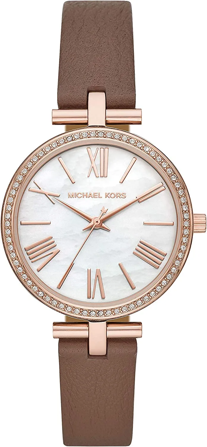 Michael Kors Women's Maci Three-Hand Truffle Leather Watch