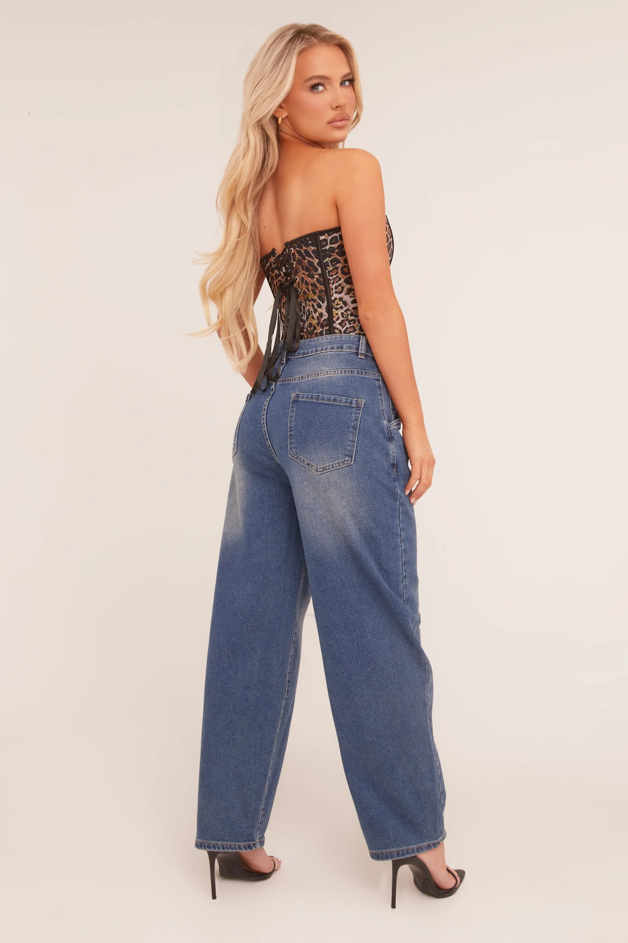 Mid Blue Stretch Balloon Leg Jeans - Lara