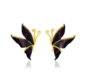 Milou Black & Purple Butterfly Earrings