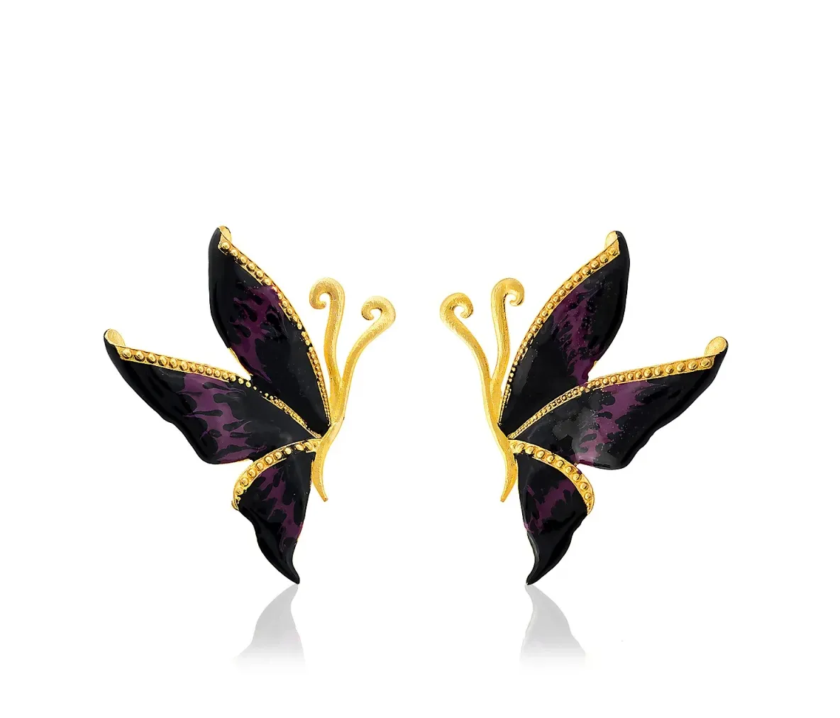 Milou Black & Purple Butterfly Earrings