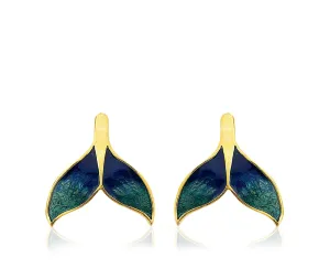 Milou Green & Navy Blue Whale Tail Earrings