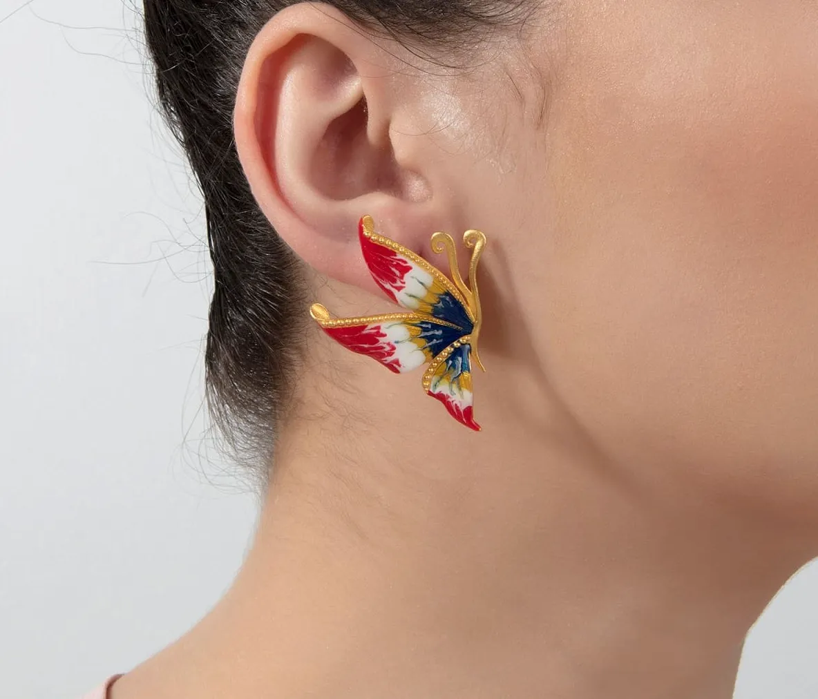Milou Red Multicolor Butterfly Earrings