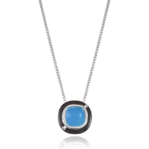 MINI GEO BLUE CHALCEDONY PENDANT BLACK