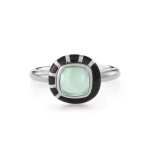 MINI GEO GREEN CHALCEDONY BLACK LINE RING