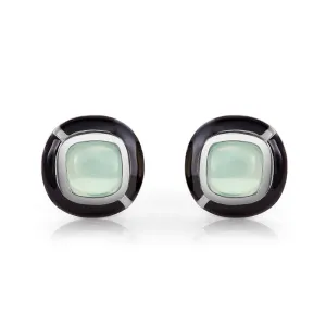 MINI GEO GREEN CHALCEDONY EARRING BLACK