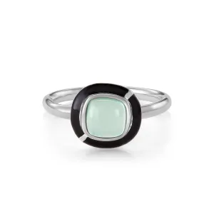 MINI GEO GREEN CHALCEDONY RING BLACK