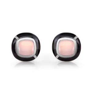 MINI GEO PINK CHALCEDONY EARRING BLACK
