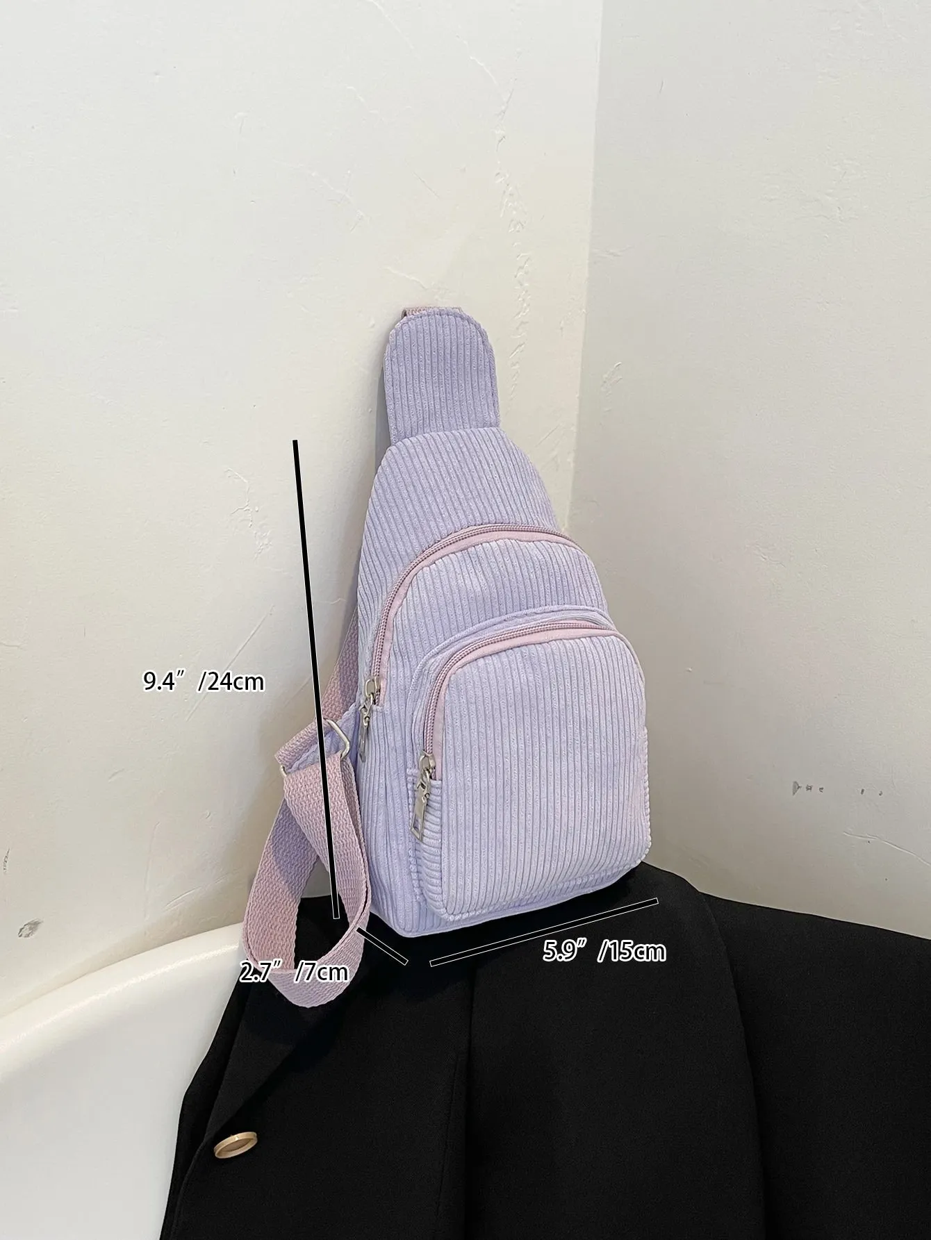 Mini Minimalist Corduroy Sling Bag - Purple