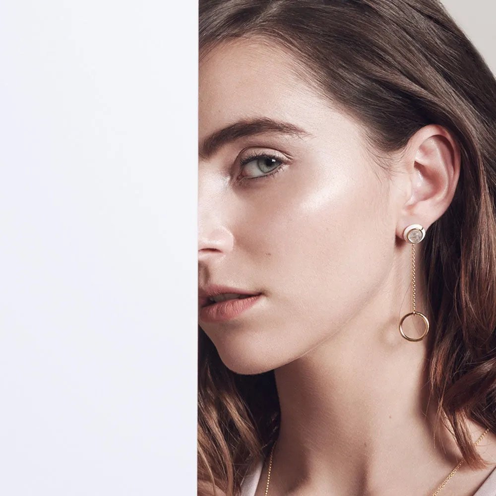 Mismatched MINI GEO MOONSTONE EARRING