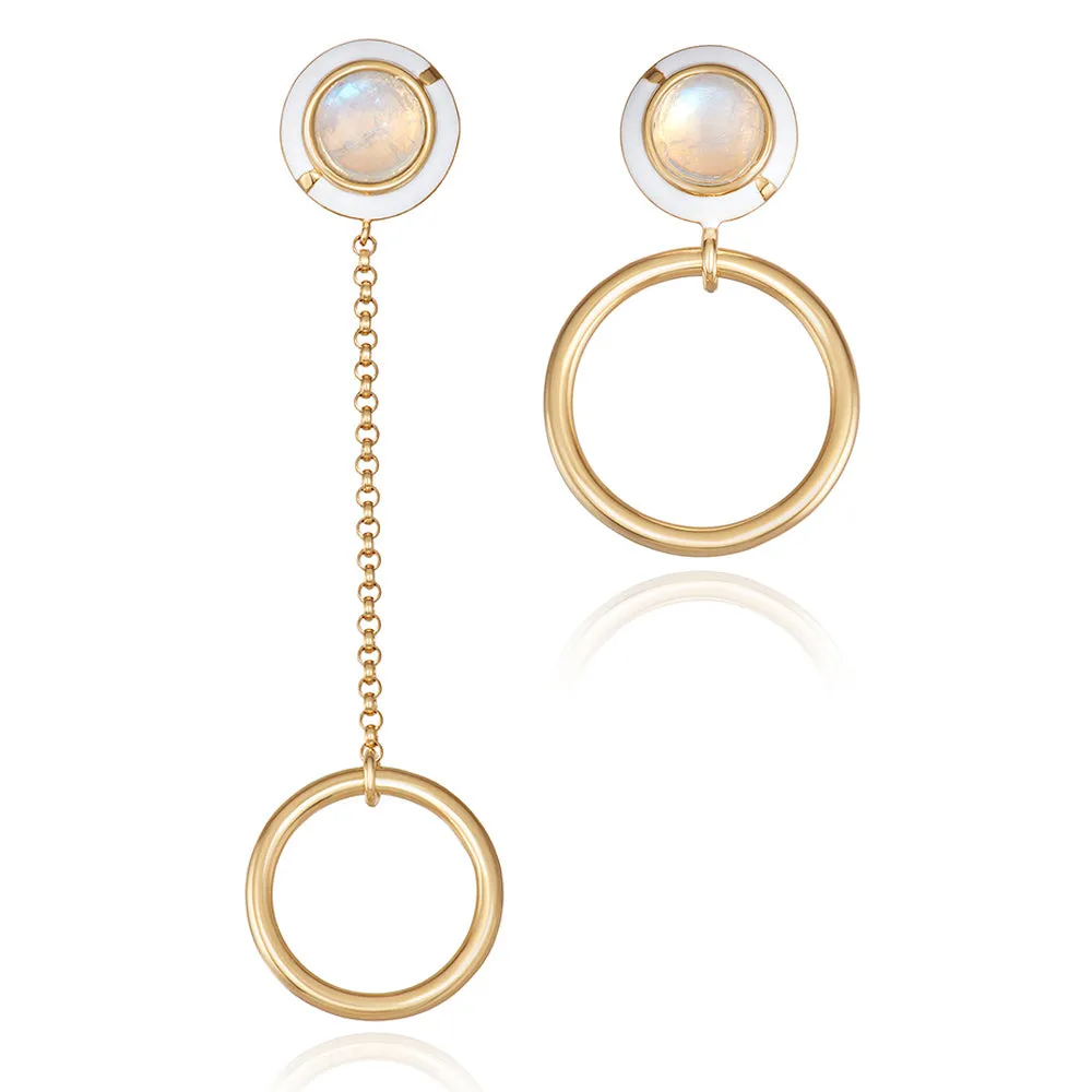 Mismatched MINI GEO MOONSTONE EARRING