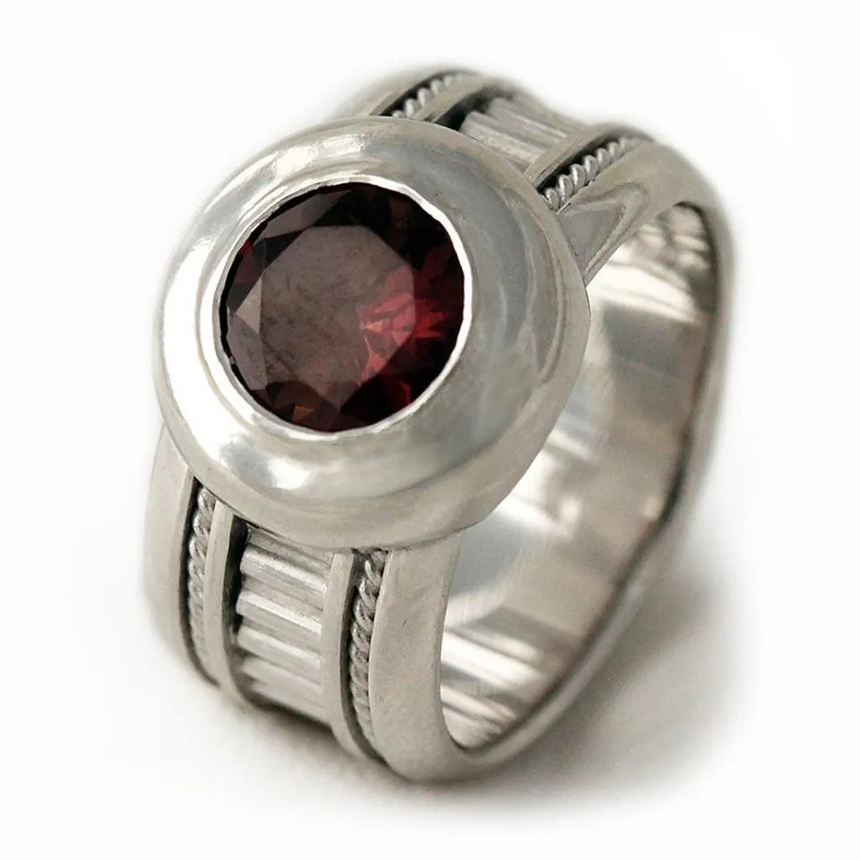 Misti- personalized silhouette jewelry, red Garnet