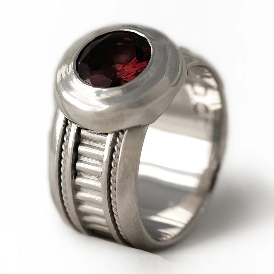 Misti- personalized silhouette jewelry, red Garnet