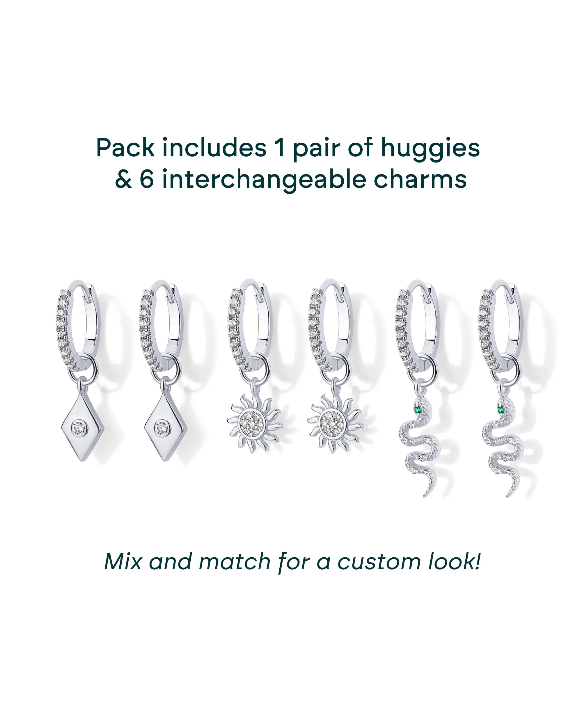 Mix and Match Huggie and Snake Charm Set