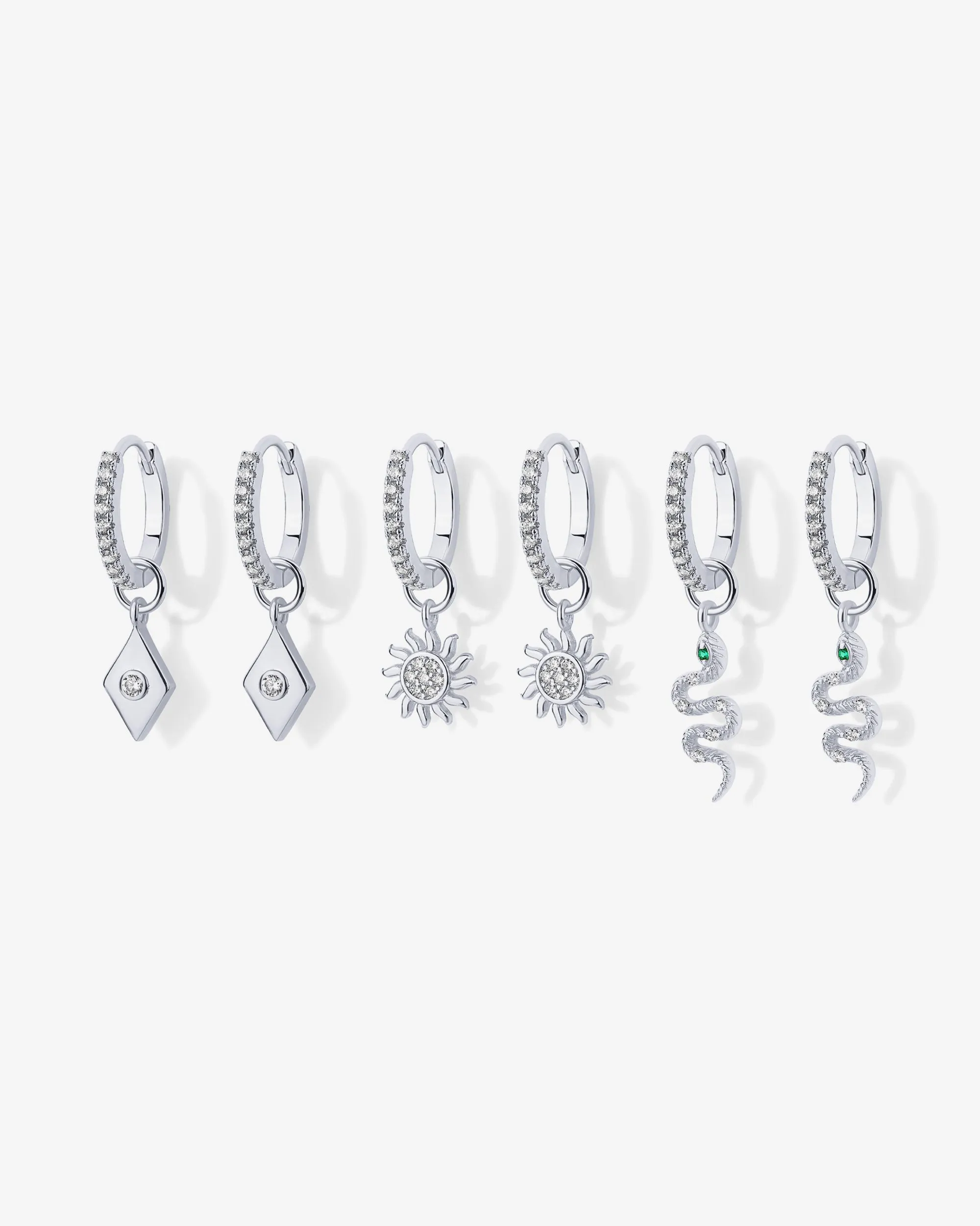 Mix and Match Huggie and Snake Charm Set