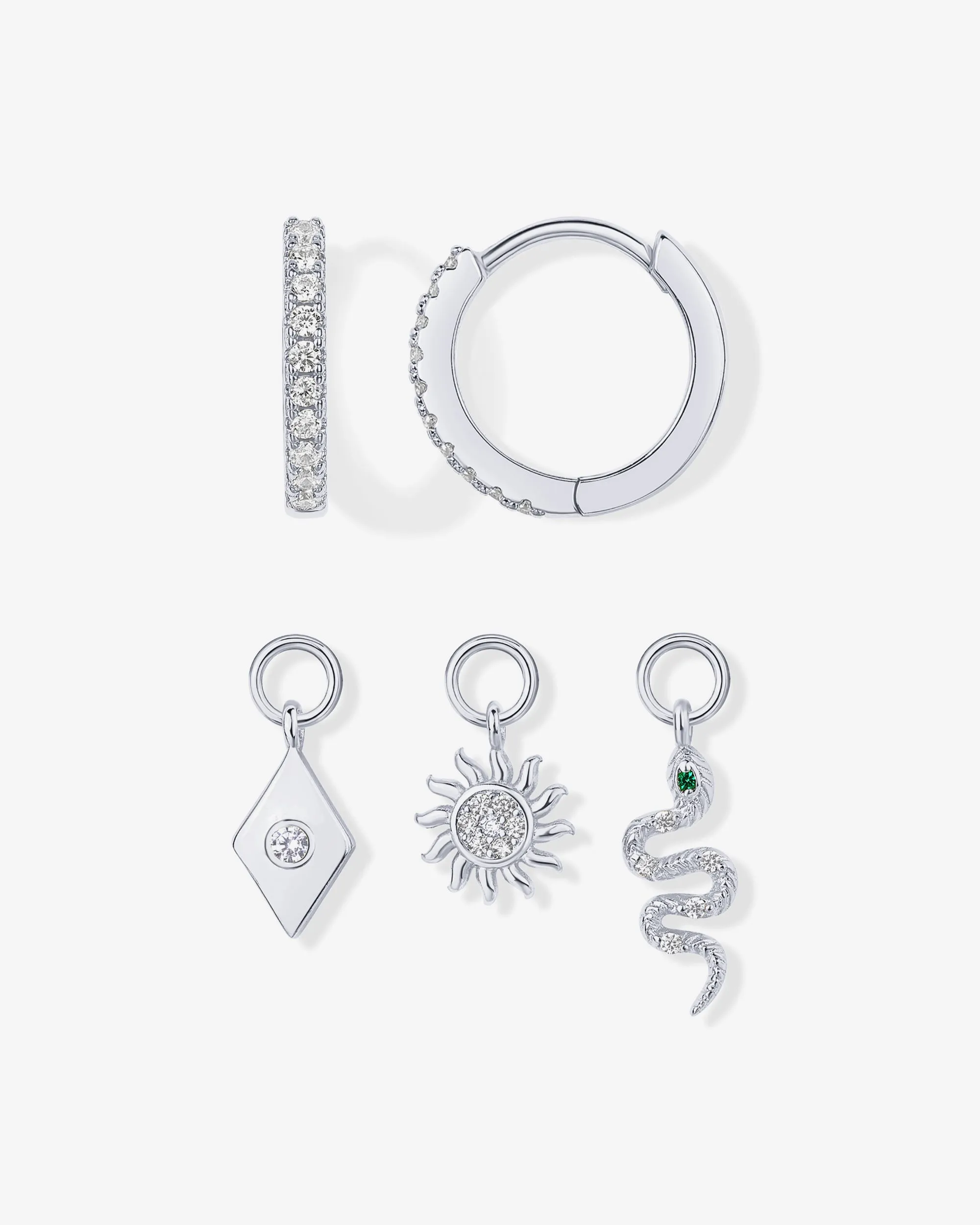 Mix and Match Huggie and Snake Charm Set