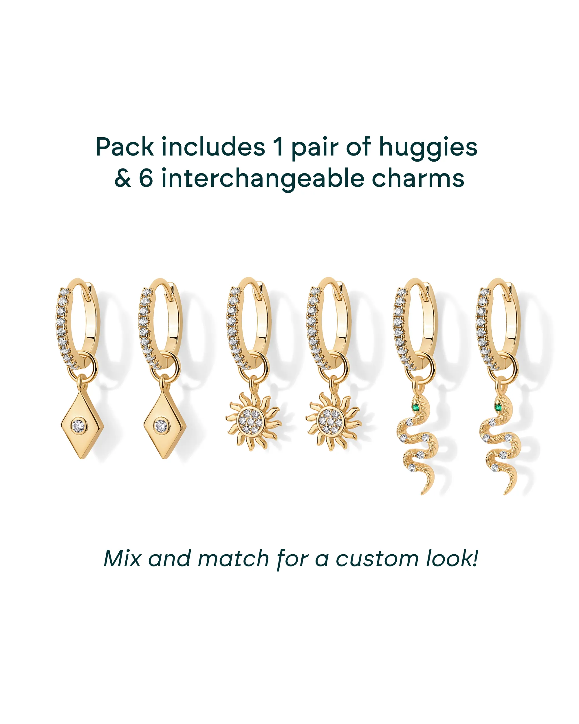 Mix and Match Huggie and Snake Charm Set