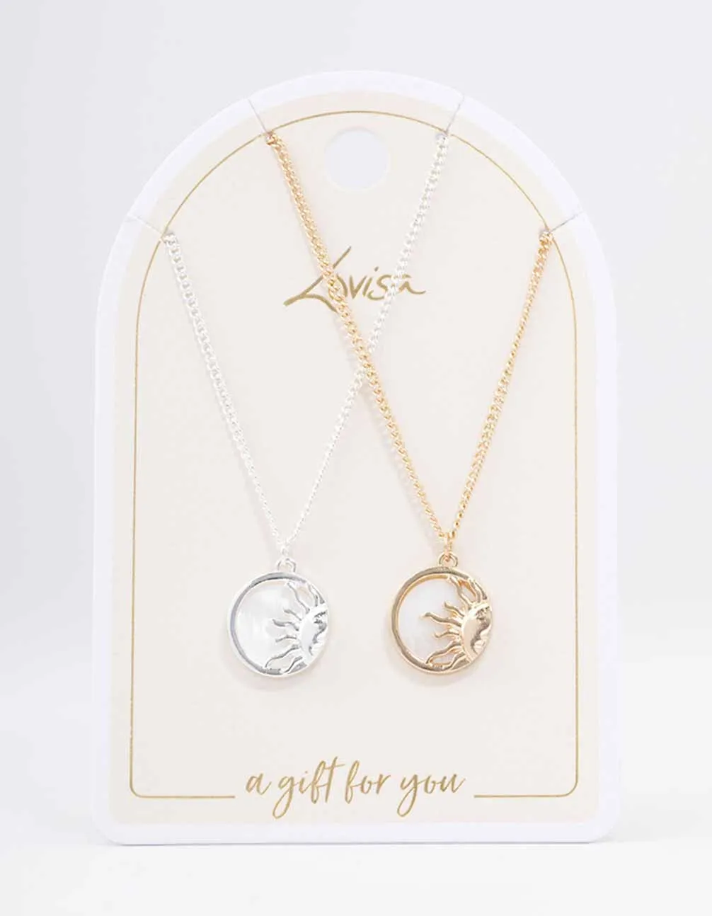 Mixed Metal Circular Sun Necklace