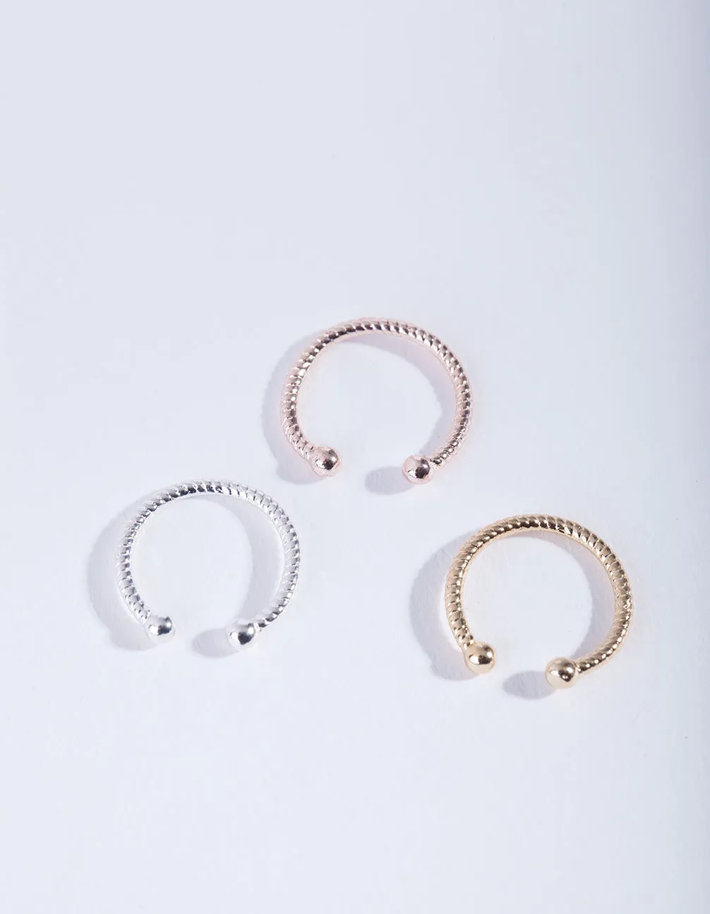 Mixed Metal Diamond Cut Septum Nose Ring Pack