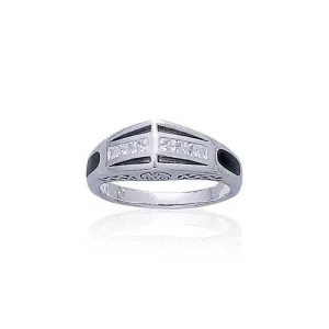 Modern Band Ring with Gemstone and Enamel TR3445