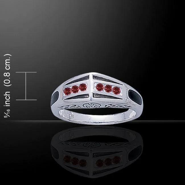 Modern Band Ring with Gemstone and Enamel TR3445