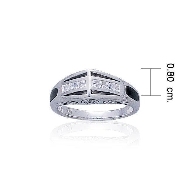 Modern Band Ring with Gemstone and Enamel TR3445