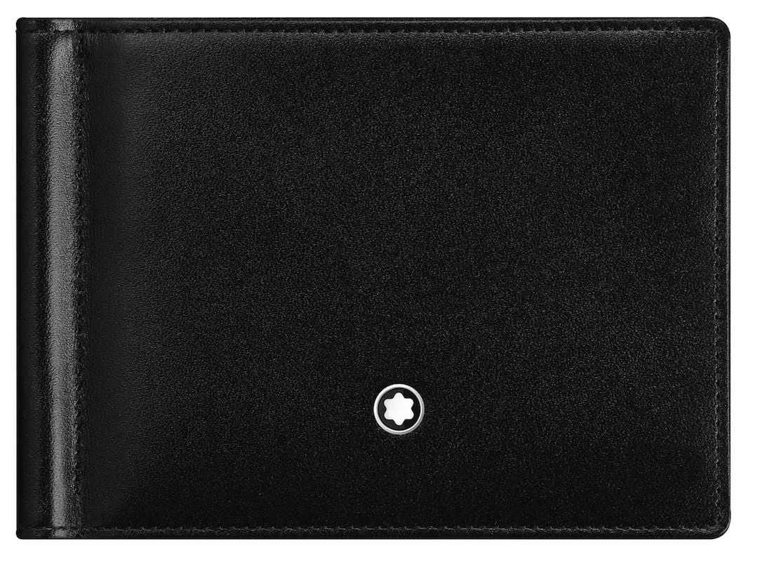 Montblanc Black Leather Meisterstuck 6cc Wallet with Money Clip