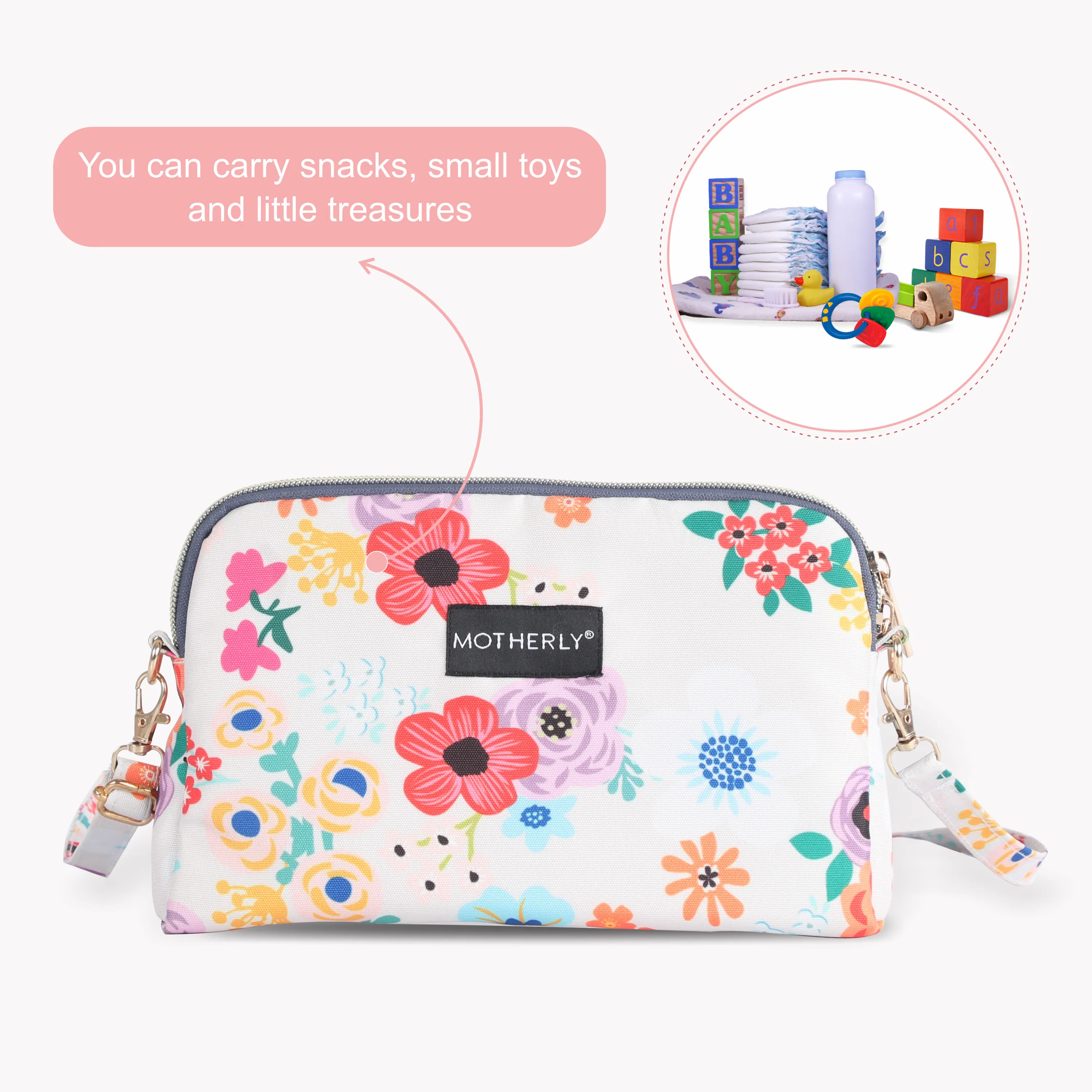 Motherly Diaper Organization Pouches, Pretty Travel Toiletry Bag Set for Women, Stylish Party Clutch or Handbag