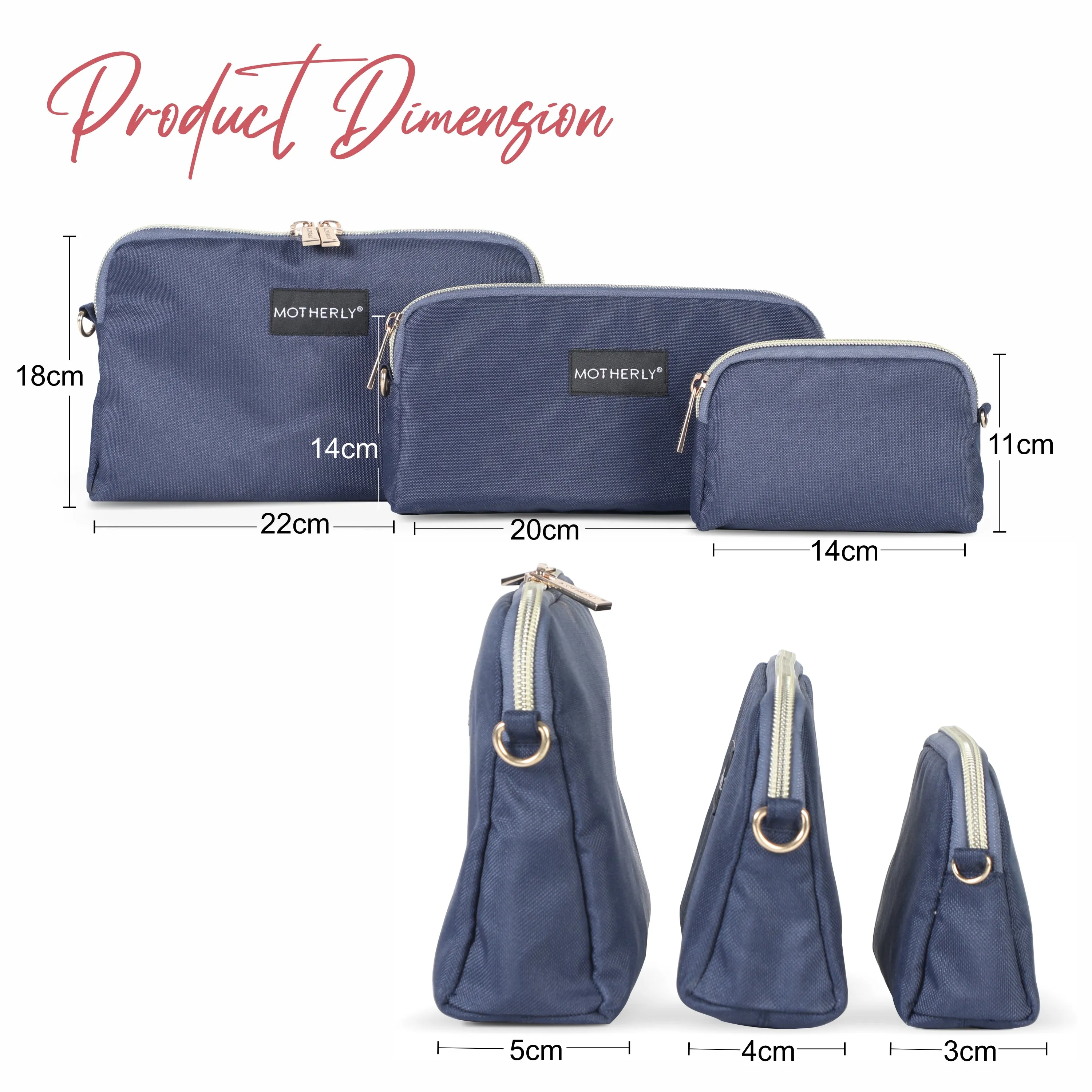 Motherly Diaper Organization Pouches, Pretty Travel Toiletry Bag Set for Women, Stylish Party Clutch or Handbag