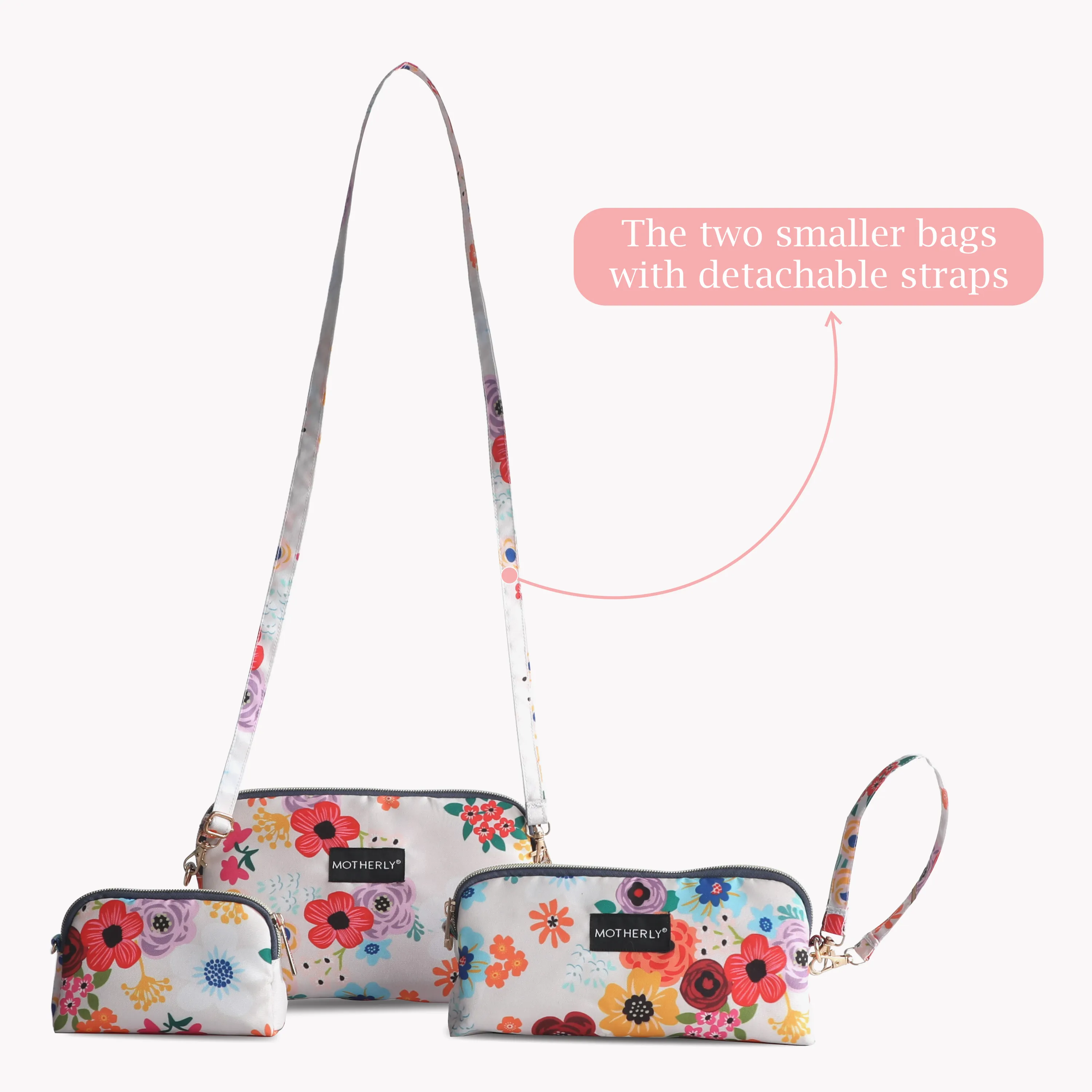 Motherly Diaper Organization Pouches, Pretty Travel Toiletry Bag Set for Women, Stylish Party Clutch or Handbag