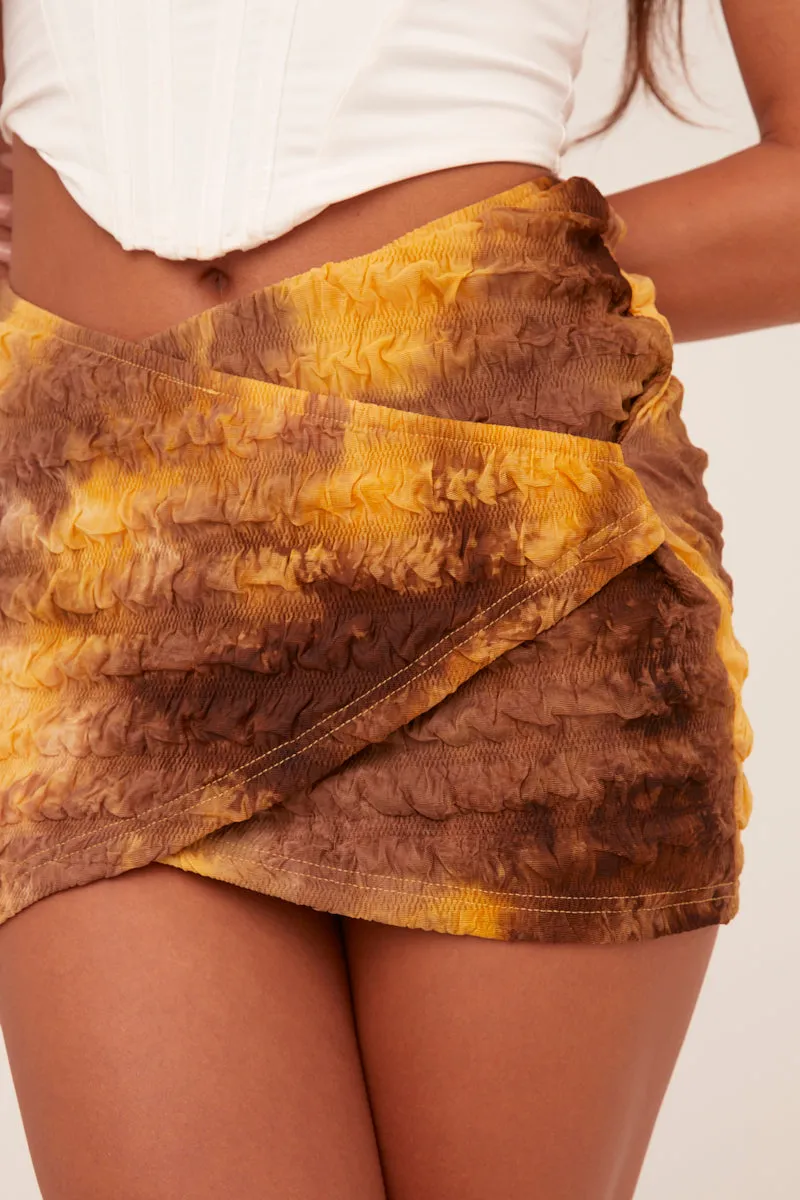 Multi Abstract Print Warp Front Mini Skirt - Kyra