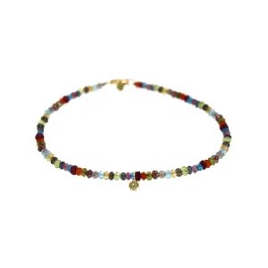 Multi Colored Gemstone & Champagne Diamond Bracelet