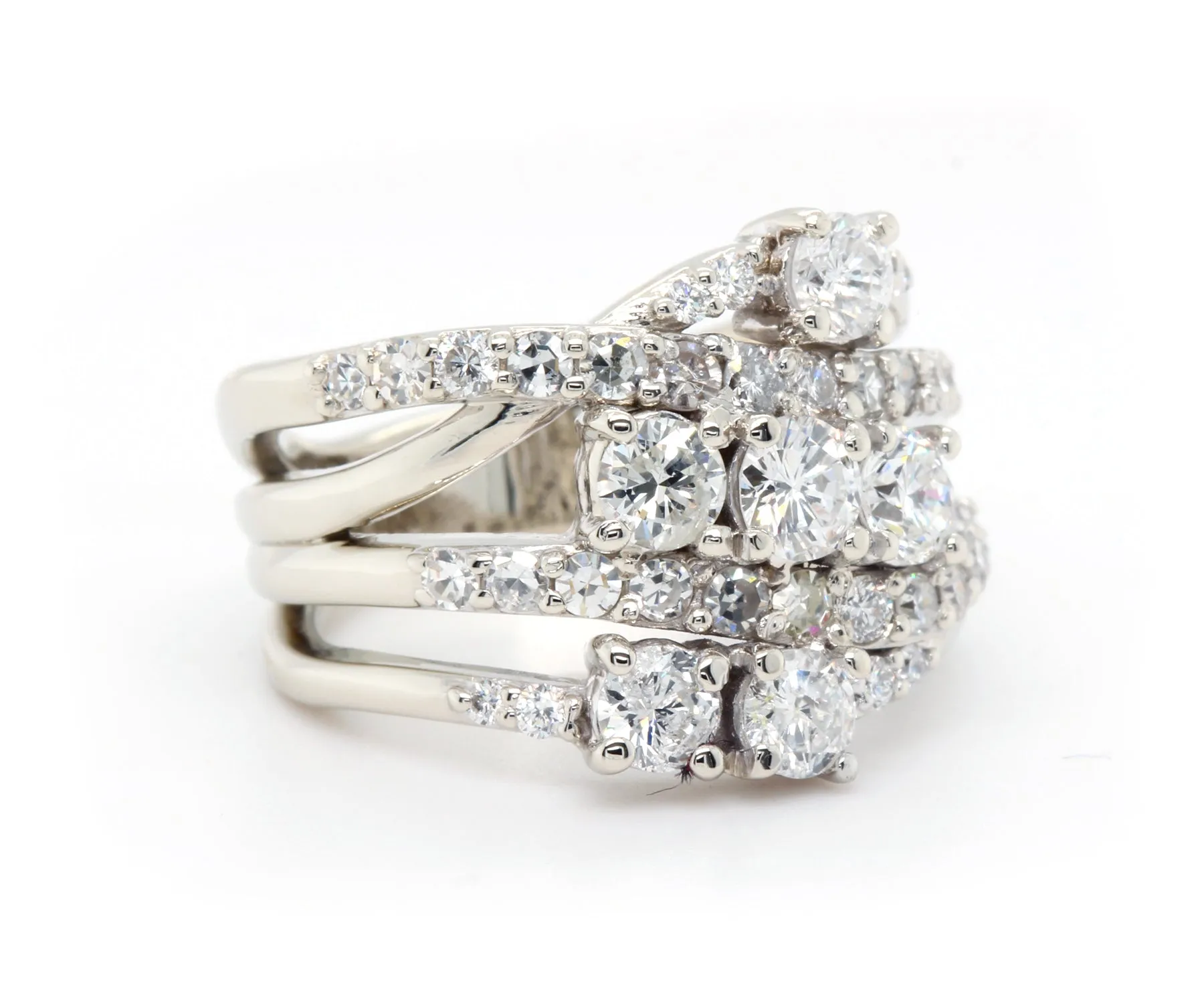 Multi-Row Weave Diamond Wedding Ring Redesign