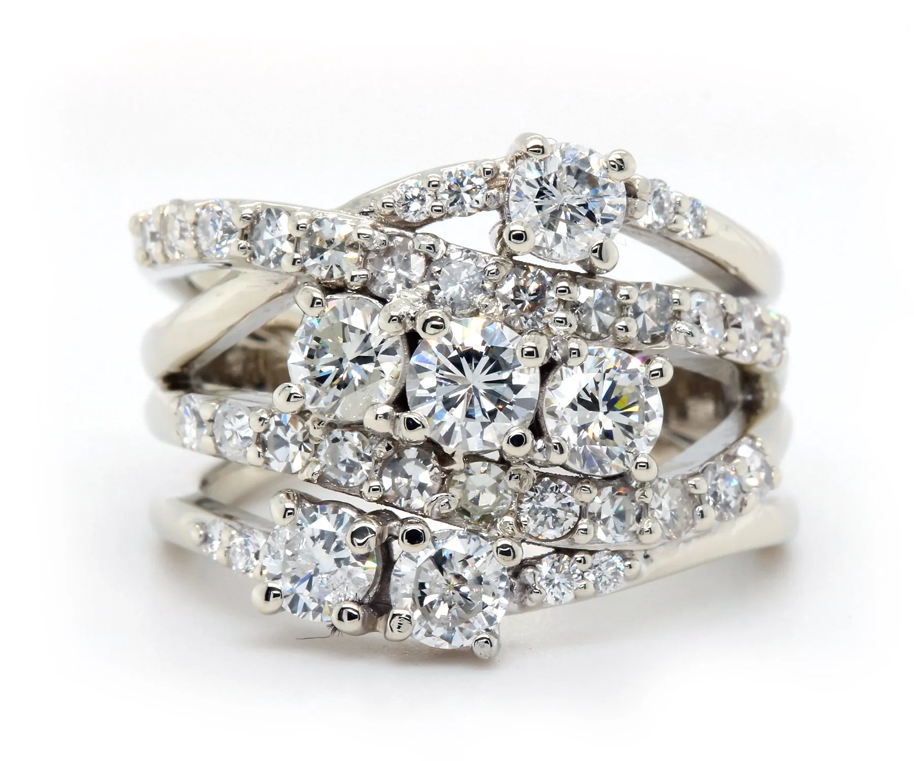 Multi-Row Weave Diamond Wedding Ring Redesign