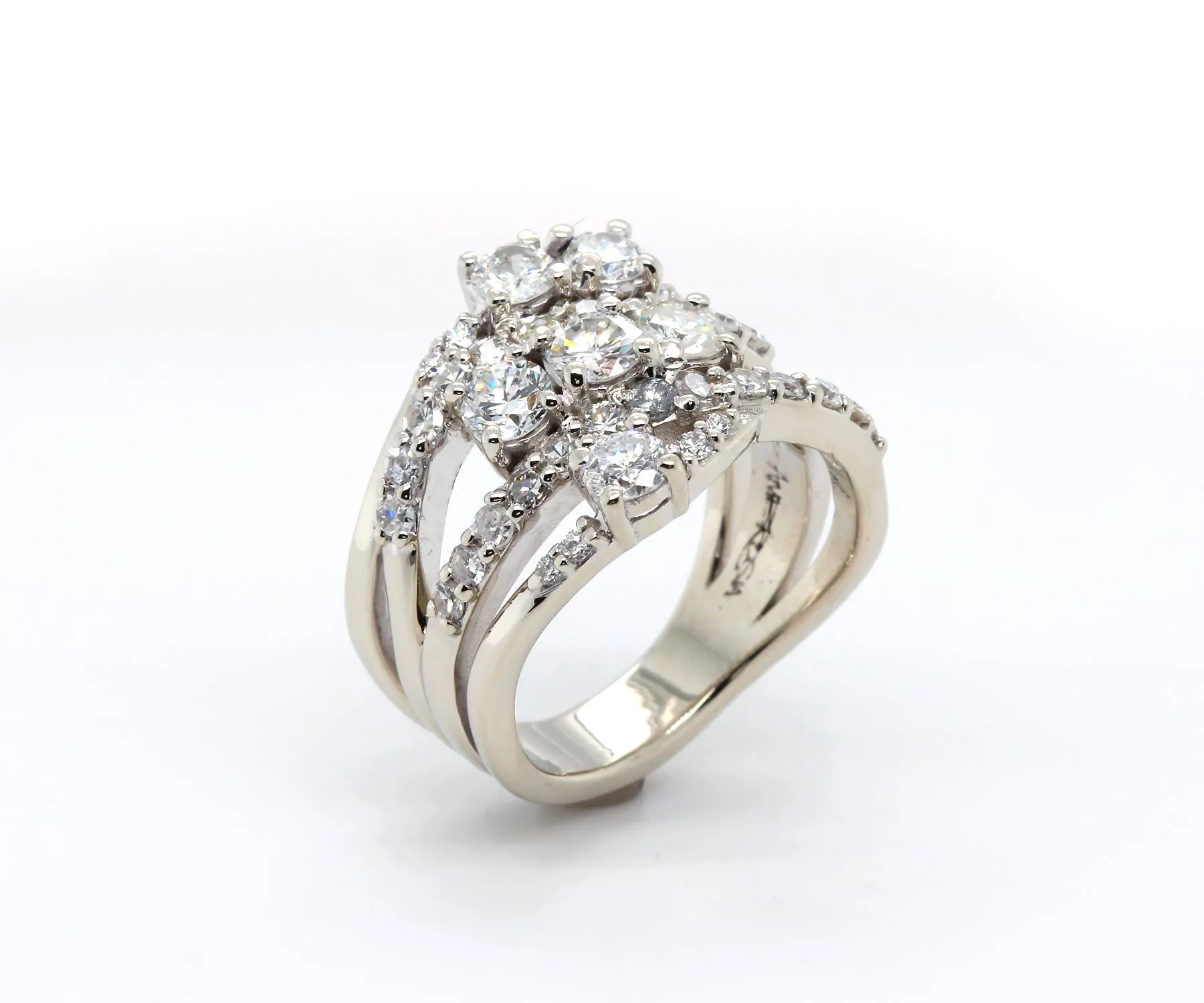 Multi-Row Weave Diamond Wedding Ring Redesign