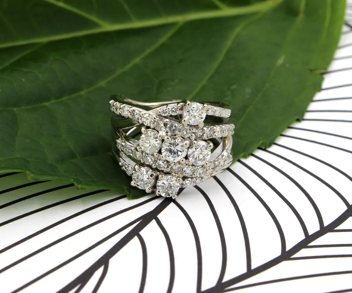 Multi-Row Weave Diamond Wedding Ring Redesign