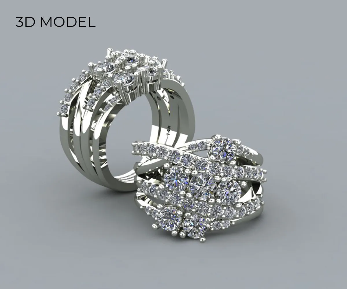 Multi-Row Weave Diamond Wedding Ring Redesign