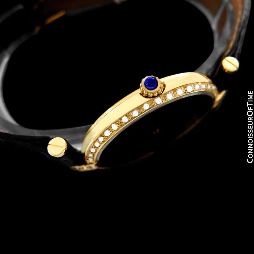 Must De Cartier Vendome Ladies Vermeil Watch - 18K Gold Over Sterling Silver & Diamonds