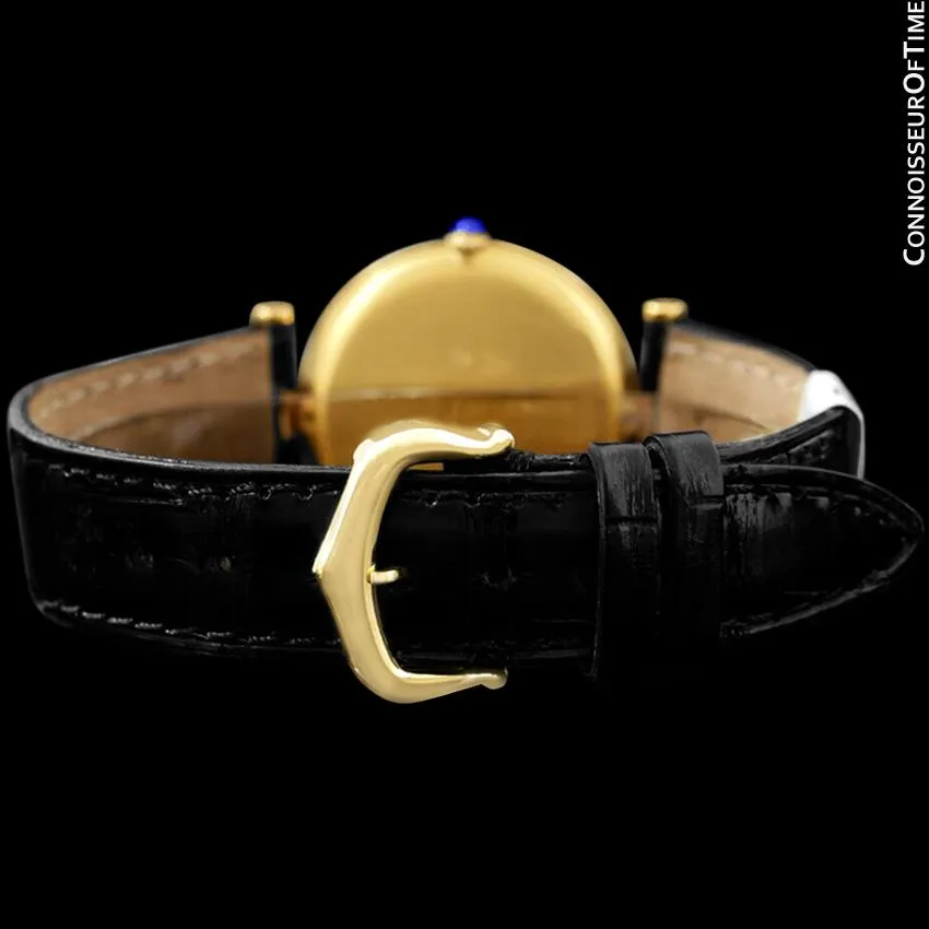 Must De Cartier Vendome Ladies Vermeil Watch - 18K Gold Over Sterling Silver & Diamonds