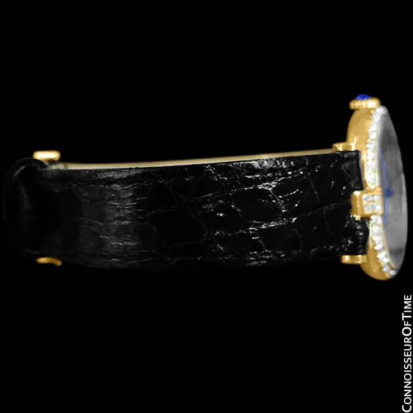 Must De Cartier Vendome Ladies Vermeil Watch - 18K Gold Over Sterling Silver with Diamonds