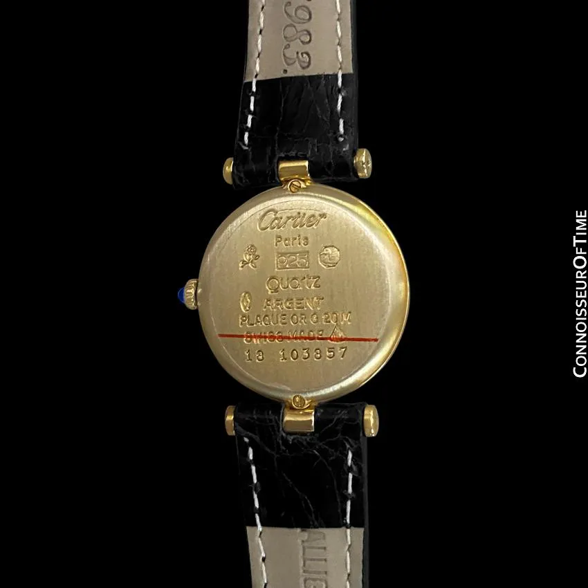 Must De Cartier Vendome Ladies Vermeil Watch - 18K Gold Over Sterling Silver with Diamonds