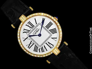 Must De Cartier Vendome Ladies Vermeil Watch - 18K Gold Over Sterling Silver with Diamonds