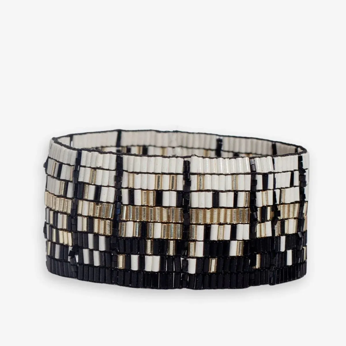 Natalia Mixed Luxe Bead Gradient Stretch Bracelet Black/White
