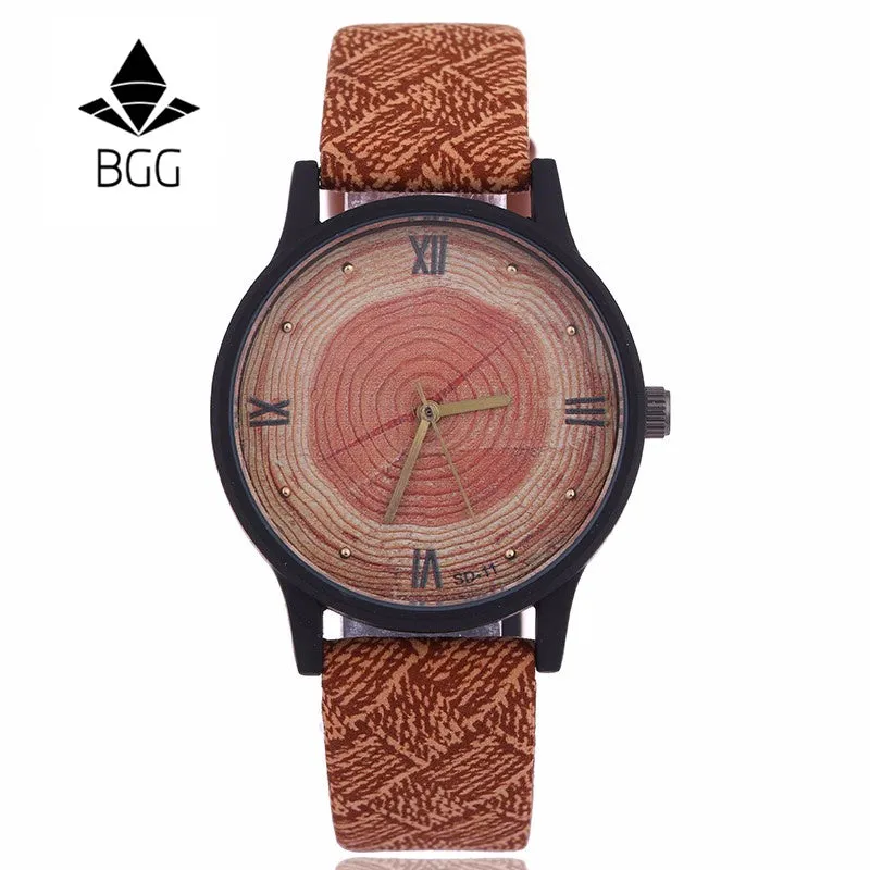New 2017 Wood Retro Women Casual Watches Brand Vintage Leather ladies Quartz Clock Hours Woman Fashion Face Wooden dress Watch