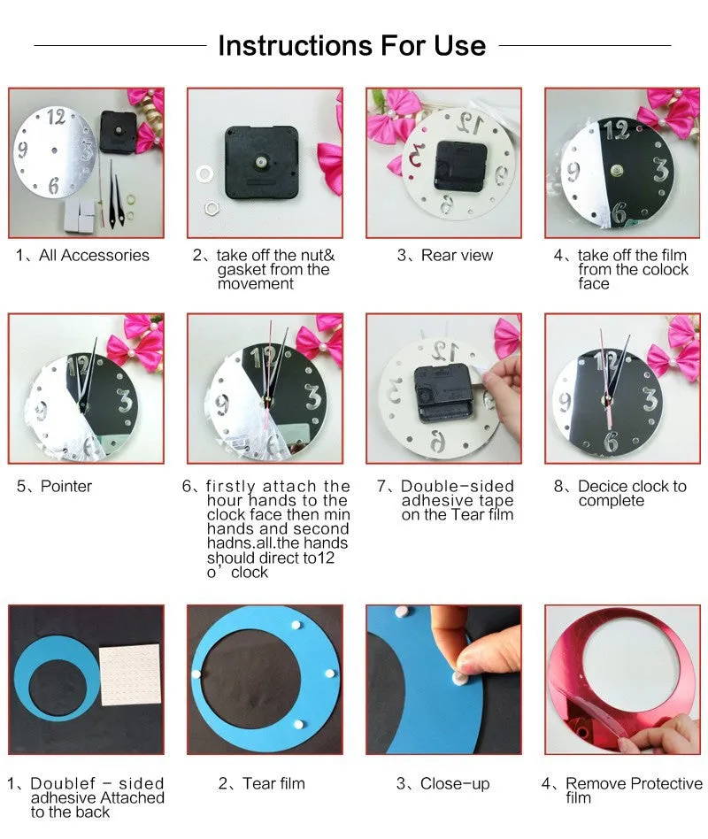 New sale mirror watch wall clock clocks quartz living room needle acrylic 3d home modern design stickers