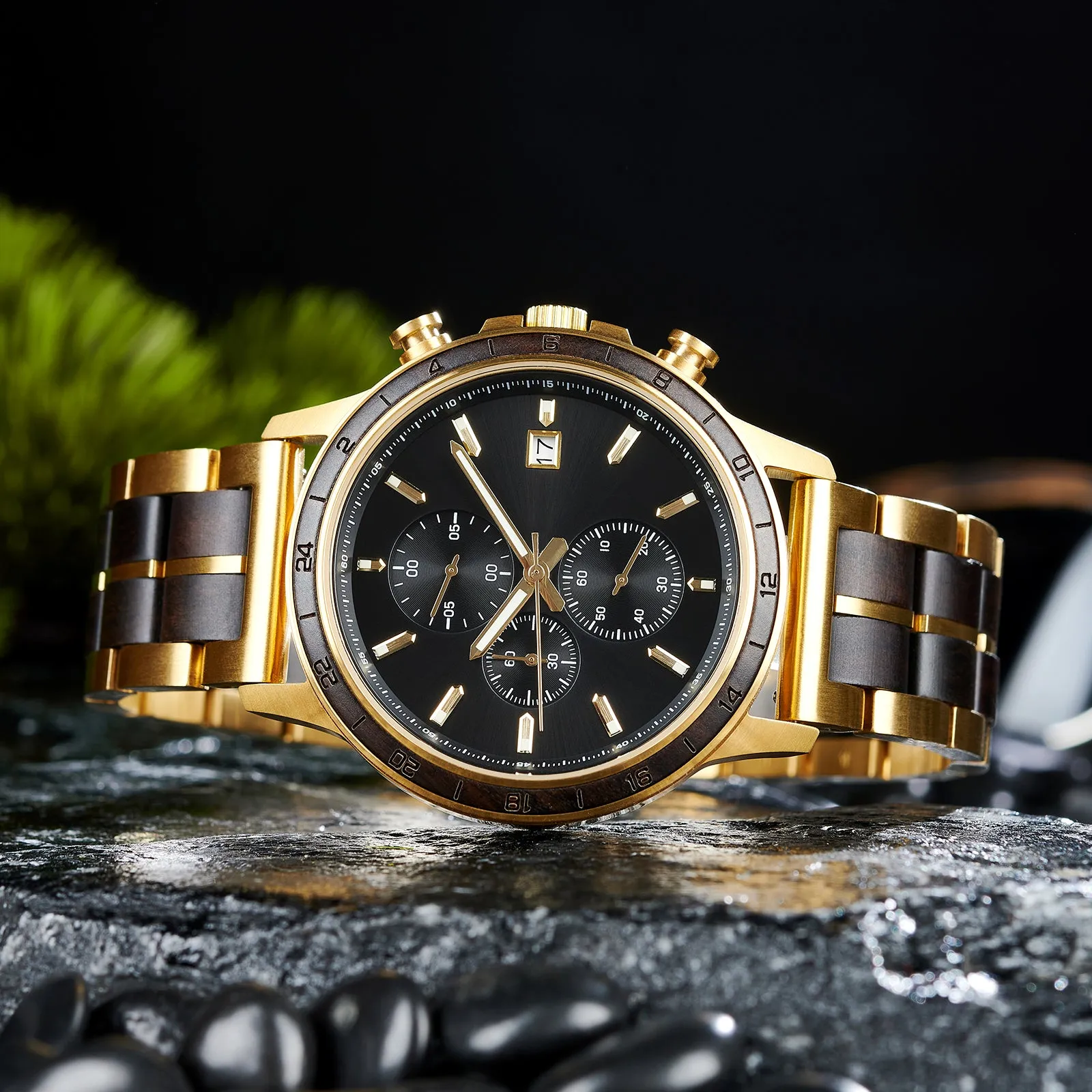 NOCTURGOLD - Men Wood Watch Chronograph