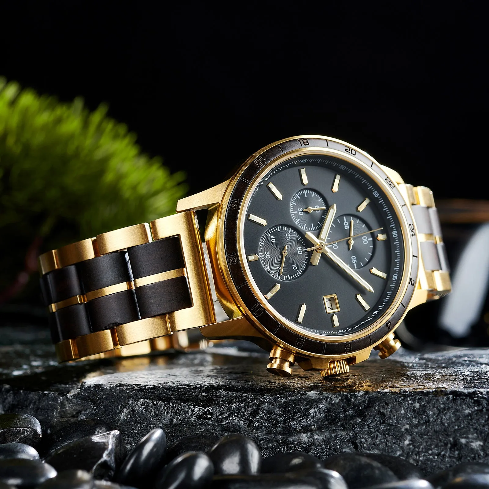 NOCTURGOLD - Men Wood Watch Chronograph