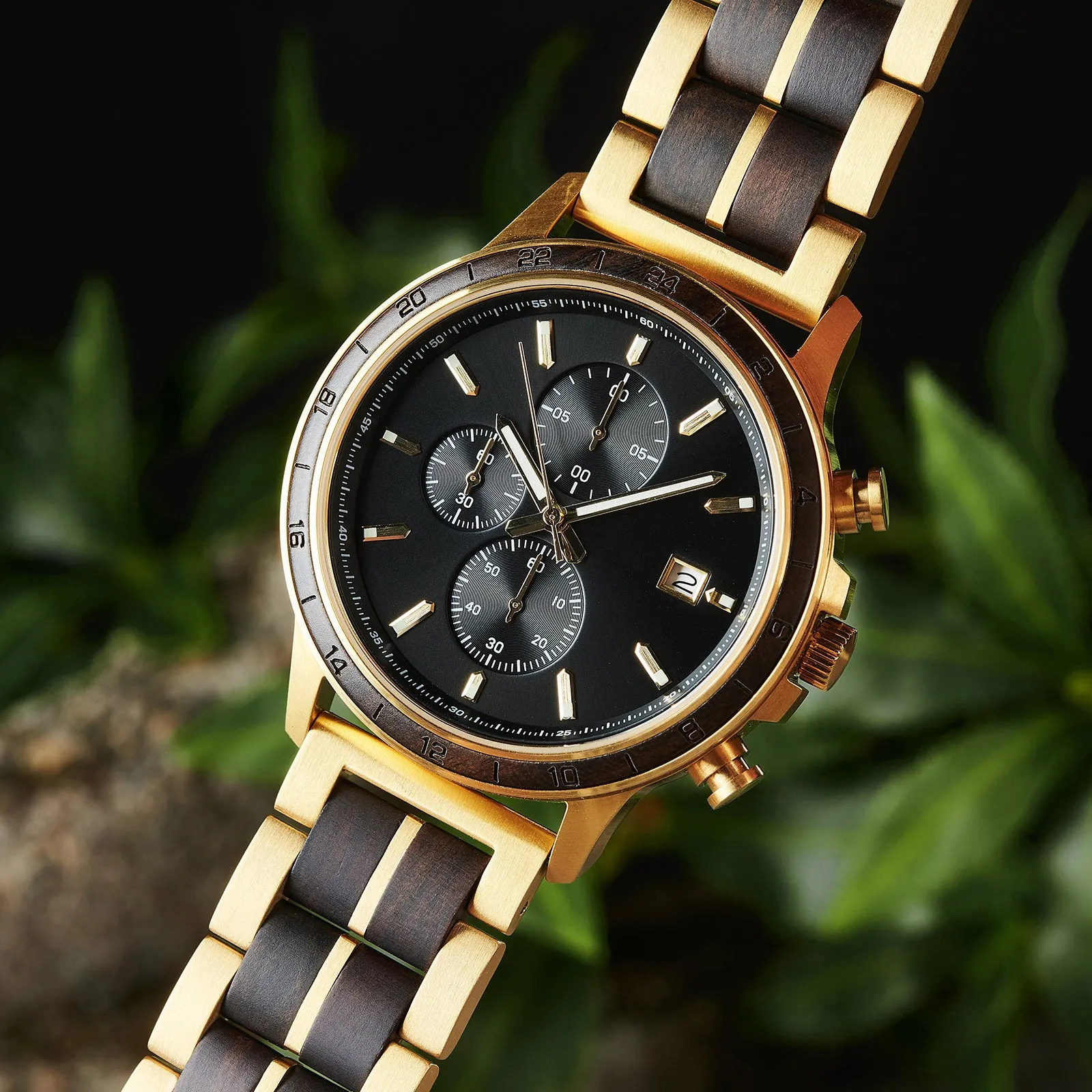 NOCTURGOLD - Men Wood Watch Chronograph