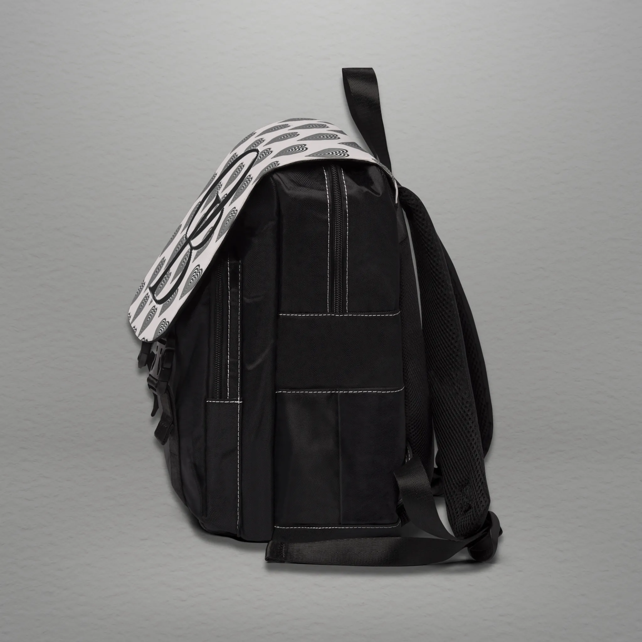 OB Varsity Letters Hearts logo design, Ghost White Unisex Commuter Shoulder Backpack