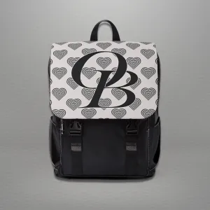 OB Varsity Letters Hearts logo design, Ghost White Unisex Commuter Shoulder Backpack